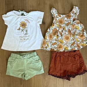 Two Sunflower shirt and short Outfit Set toddler girl